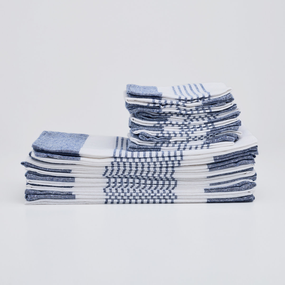Savannah Cotton Rich 24pc Kitchen Towel Set In Blue (Set of 24)